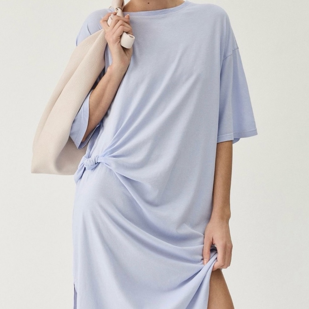 NWT Anthropologie Daily Practice Lavender Side Tie Tshirt Dress Size Medium